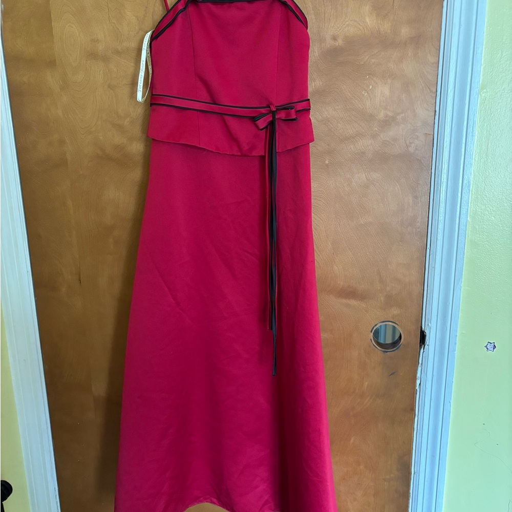 Girls' Red Formal Strapless Dress with Contrast Trim